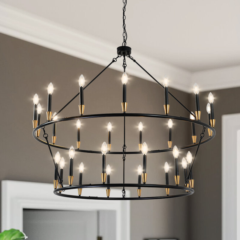 Lustre 47 pouces à 2 niveaux 27 lumières à roulettes 47 pouces
