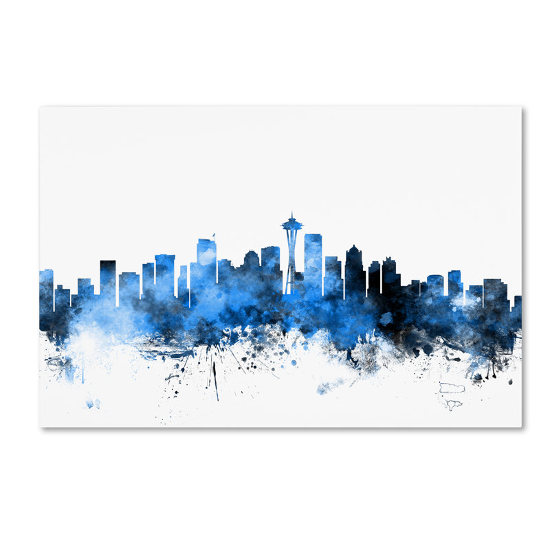 « seattle washington horizon ii », reproduction d’impression sur toile tendue, H 12 po x l 19 po x P 2 po