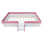 Structure de lit de jour rembourré avec clôture et escalier (rose et blanc)-730432540