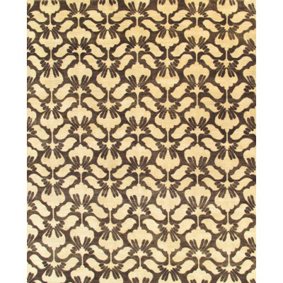 Tapis beige / brun en laine noué à la main