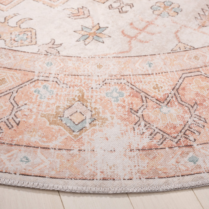Maritess Machine Washable Southwestern Rug, Round 6'