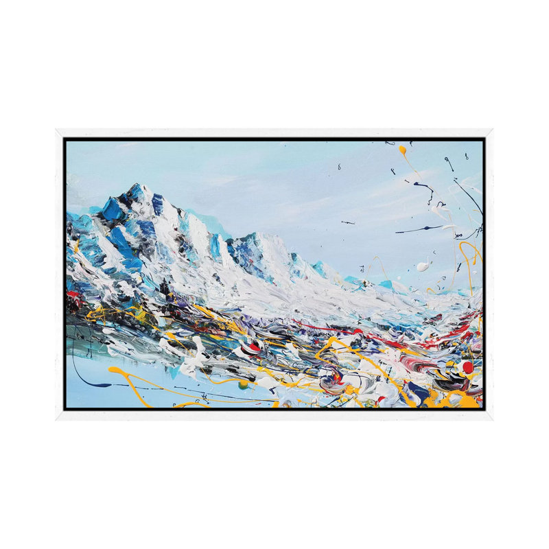 Mountain Fun by Piero Manrique - Painting on Canvas, 101.6 cm H x 66.04 cm W, White Framed