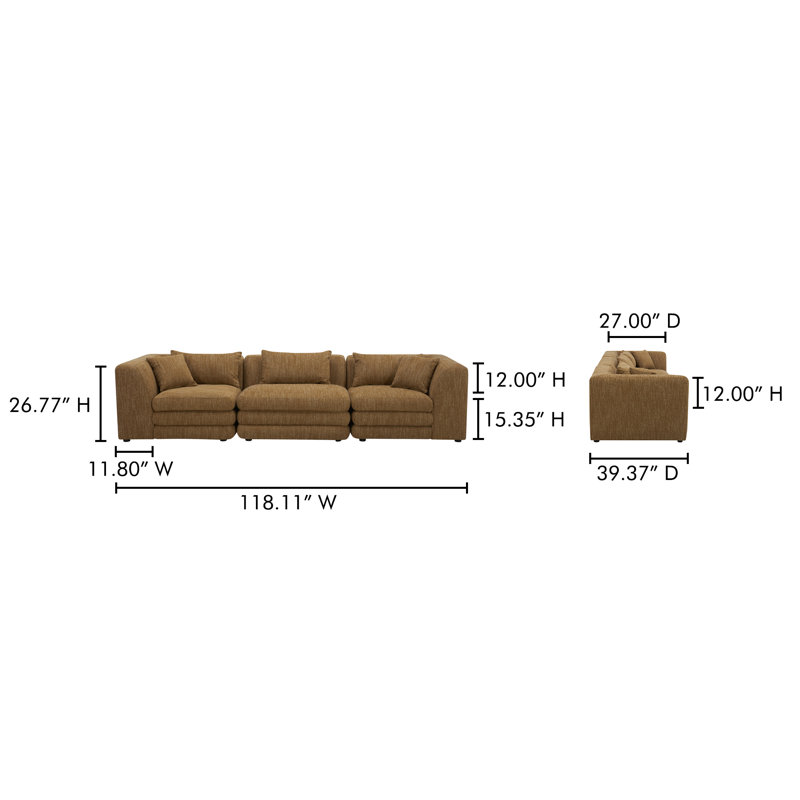 LOWTIDE Modular Sectional, Amber Glow Mustard Tweed