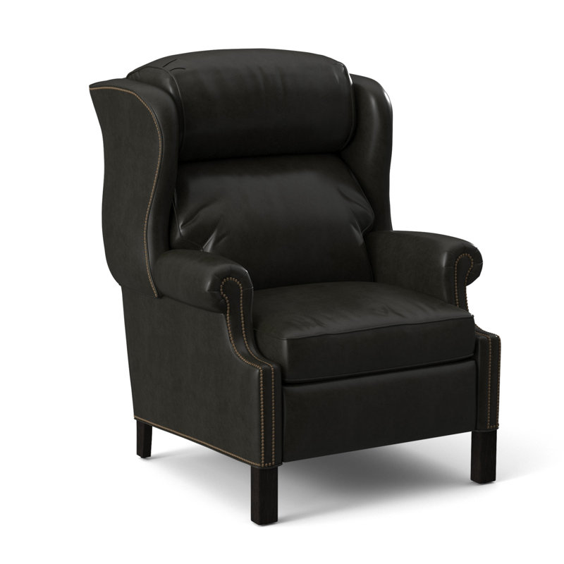 Chippendale Recliner, #9 Natural, Outsider Raven Genuine Leather, New Classiques