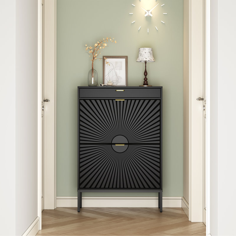 Modern Minimalist Style Large Capacity Shoe Cabinet, Black