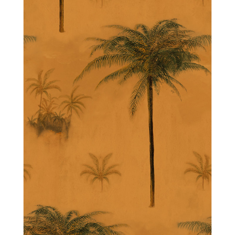 Cubana Floral Wallpaper Roll, Orange/Green