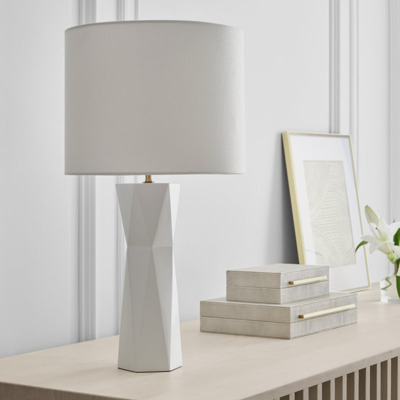 Lampe de table 1 lumière Fernwood, Blanc brillant