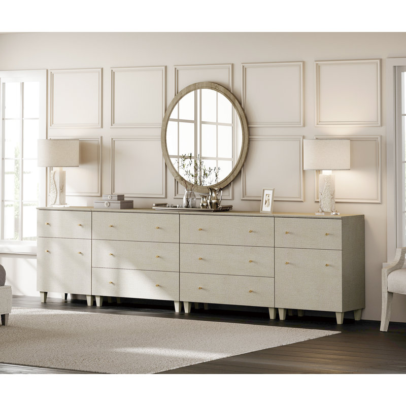 4-In-1 Dresser Chests With 8 Drawers And 2 Shelves For Bedroom, Dark Beige