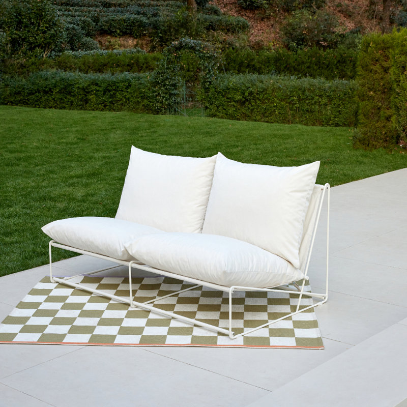 Dalvey 163.5cm Wide Rectangle Steel Loveseat with Cushions, White