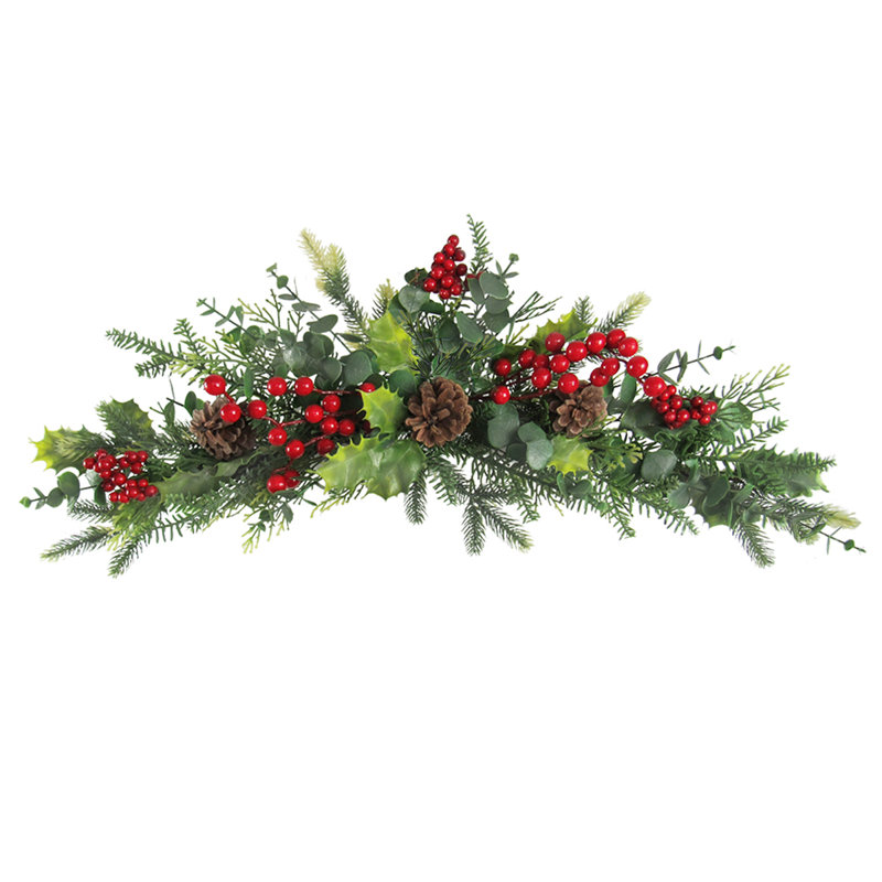 Merwin 26" Artificial Mixed Holly Berry Pine Cone & Eucalyptus Pine Christmas Swag