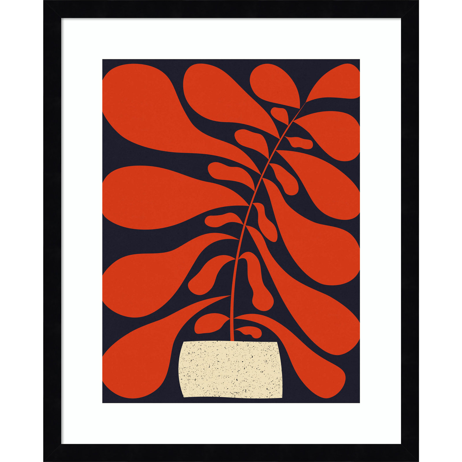 Lynne "Lazy Plant No. 1" Print, Black, 21" H x 17" W