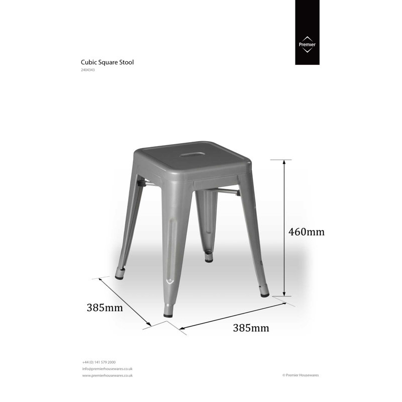 Cubic Counter Stool with Metal Frame, Grey