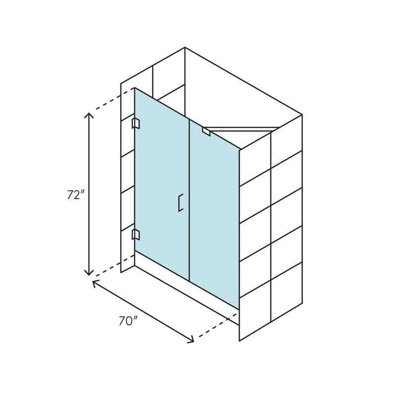 Bromley GS 70" x 72" Rectangle Hinged Shower Enclosure, Oil Rubbed Bronze