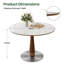 Table de salle à manger 39 "ronde en céramique frittée avec base noyer