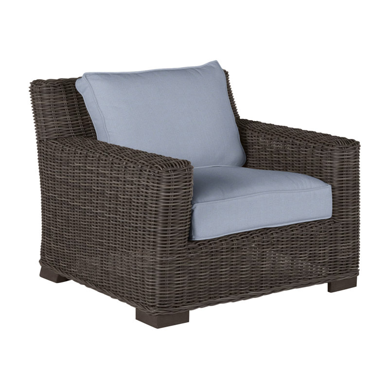 Rustic Woven Lounge Chair - Black Walnut, Welt, Arbor Chambray, Black Walnut
