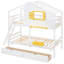 Lit simple au-dessus d'un lit superposé blanc avec tablette - cadre en bois massif pour une chambre à coucher pratique et confortable-2128745592