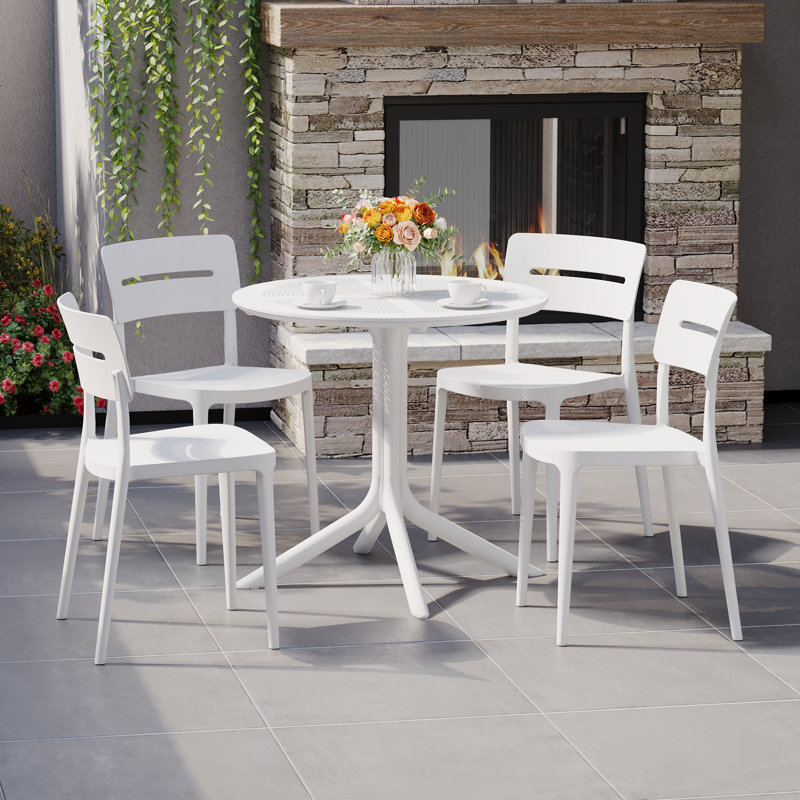 Ensemble repas extérieur pour 4 personnes, Blanc