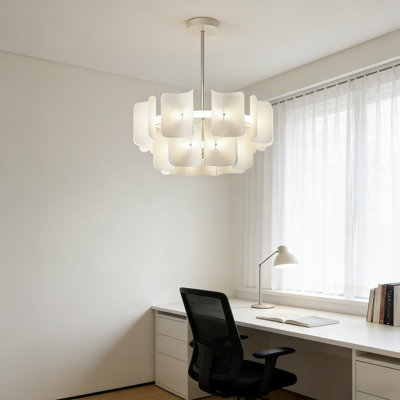 25.59" French-Style Layered Acrylic Chandelier In Cream Aesthetic