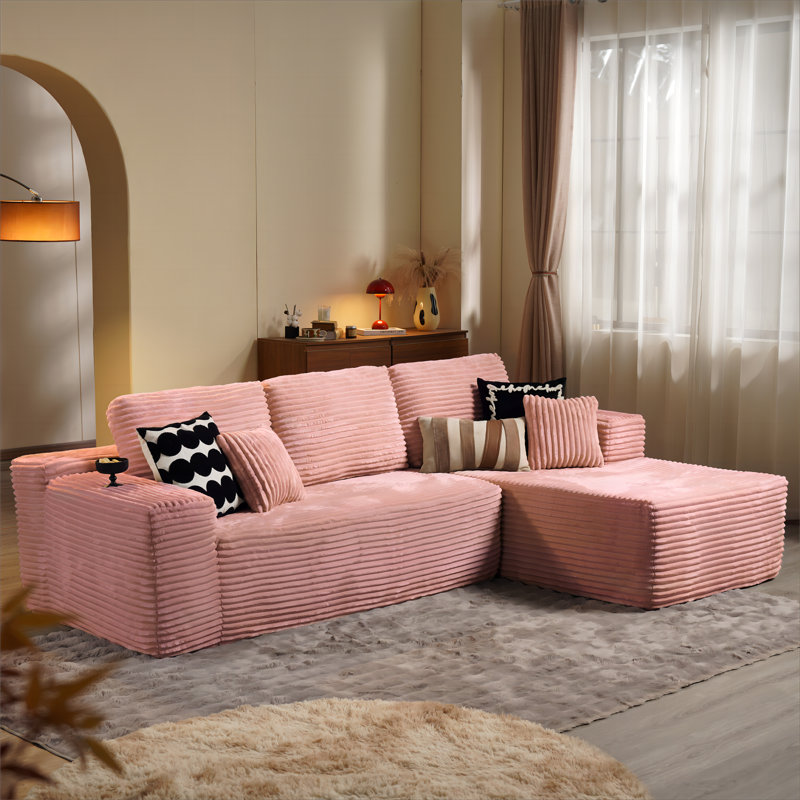 Bonless 104" Cloud Sectional Couch With L-shape Chaise, No Assembly Required, Modern Modular Sofa With Deep Seat, Upholstered Couches For Living Room Bedroom, Plush Corduroy Fabric