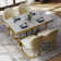 Markhi Modern White Faux Marble Dining Table with Double Pedestals Base Pre-Assembly