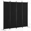 Paravent noir à 4 panneaux 8867.5inch pour bureau, bureau, autoportant, facile à assembler, paravent, cloison pliante, noir, pour plus d'intimité, assemblage