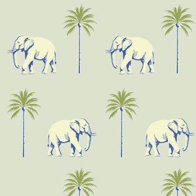 Strolling Elephant - Minted Horizon Wallpaper