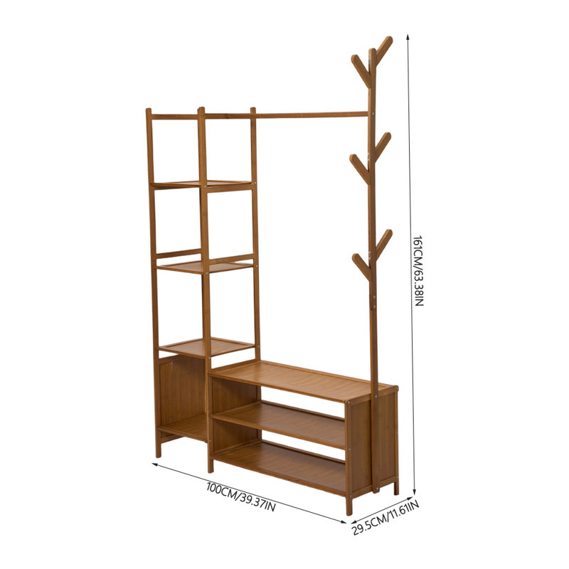 Hall Tree 100cm Wide, Brown Wood