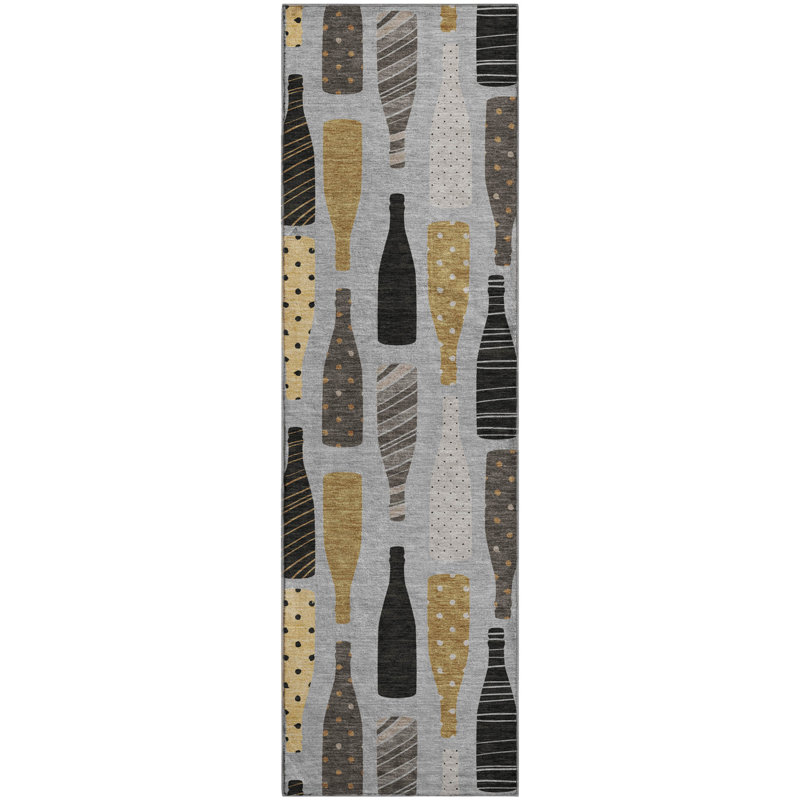 Addison Red and Gray Washable Synthetic Runner Rug