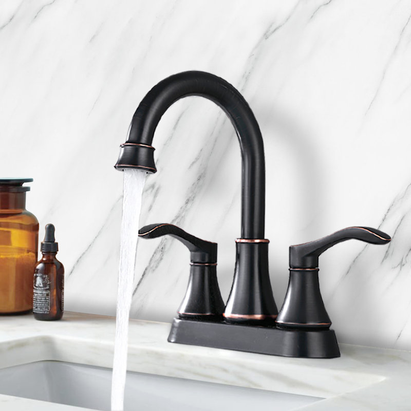 Centerset 2-handle Bathroom Faucet with Drain Assembly
