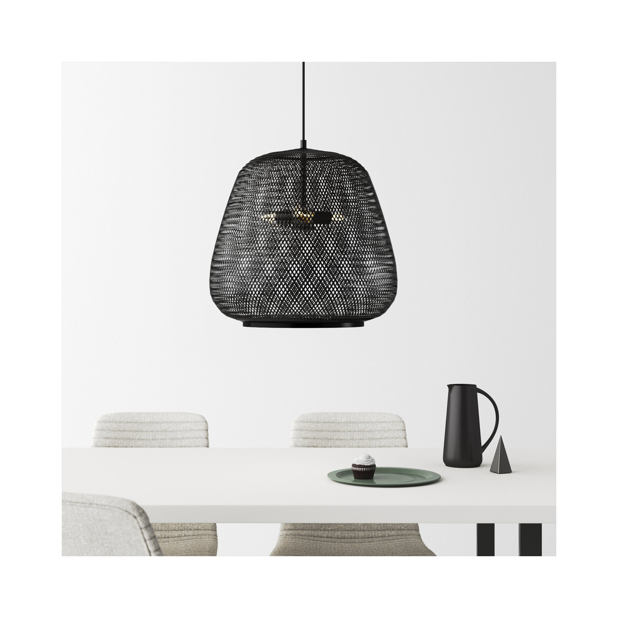 Galvin Bamboo Dimmable Pendant, Black, 3