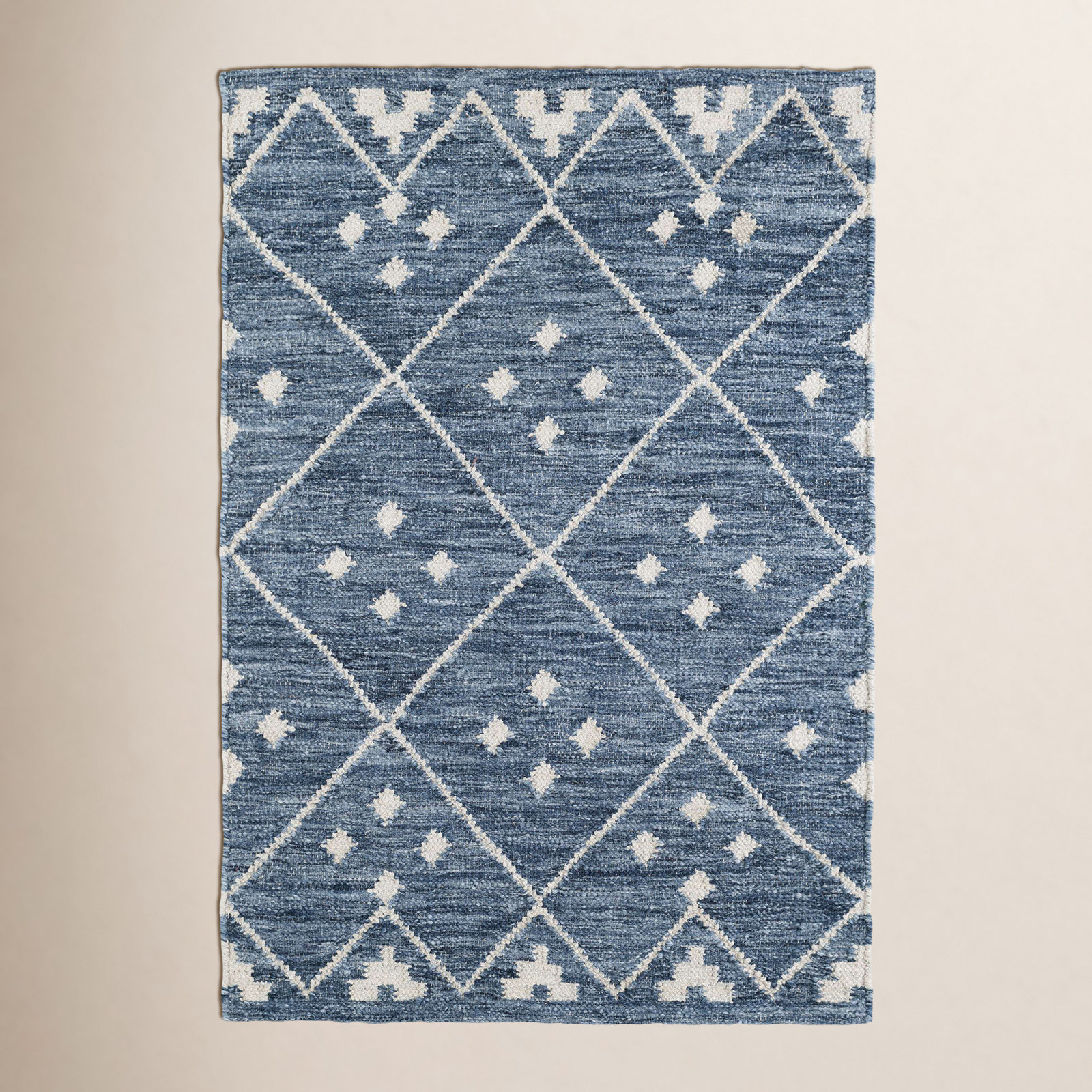 Kota Indigo Flatweave Geometric Wool Rug, Rectangle 5' x 8', Indigo