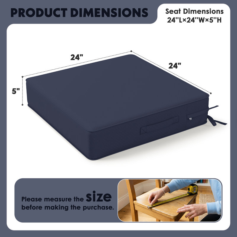Wynee Outdoor Cushions 24X24x5 Outdoor Chair Cushions And Seat Cushions, Navy Blue, Set of 4