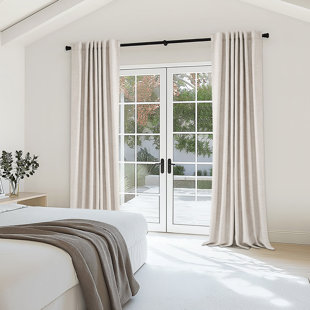 50" W Thermal 100% Blackout Linen Textured Curtain Panels (Set of 2)