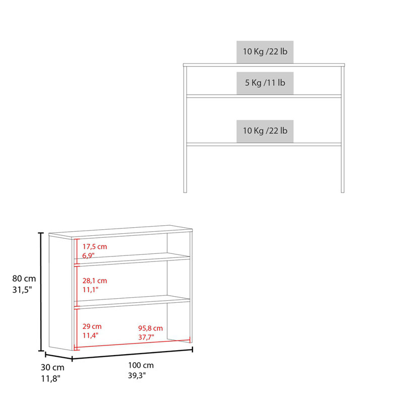 White Console Table with Open Storage, White