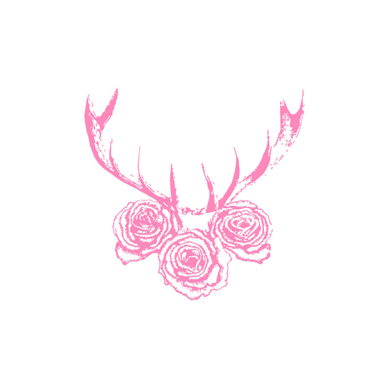 Décalcomanie murale cerf antler, Rose tendre
