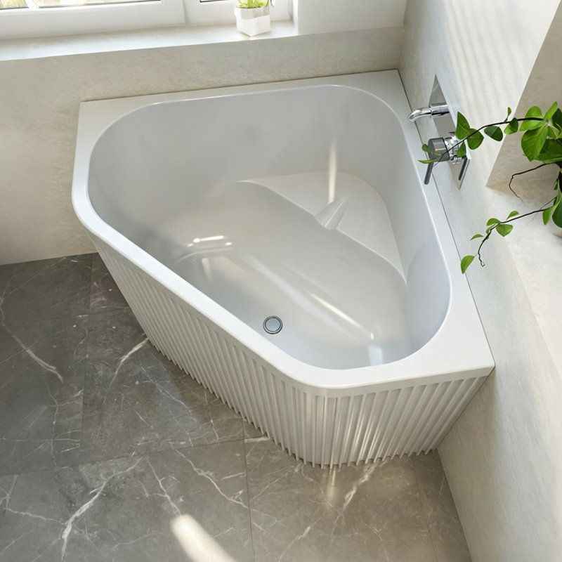 Modern Minimalist Acrylic Corner Freestanding Bathtub, 23.62" H x 39.37" W x 39.37" D