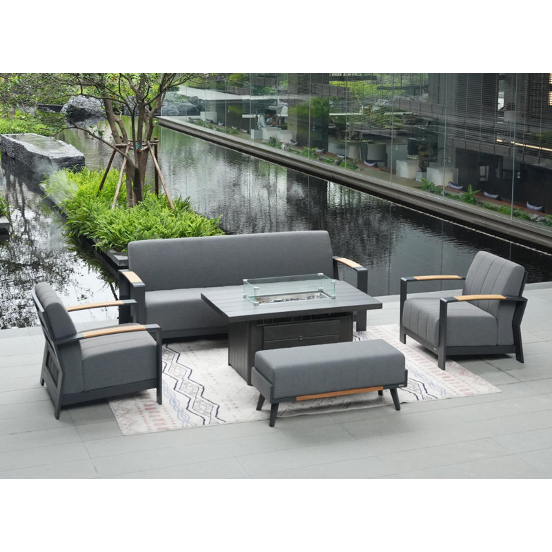 7 - Person Patio Conversation Set with Cushions, Gray