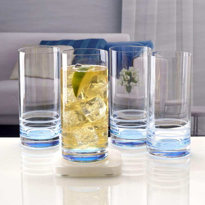 Cal Ombre 17 oz. Highball Glasses, Blue Ombre