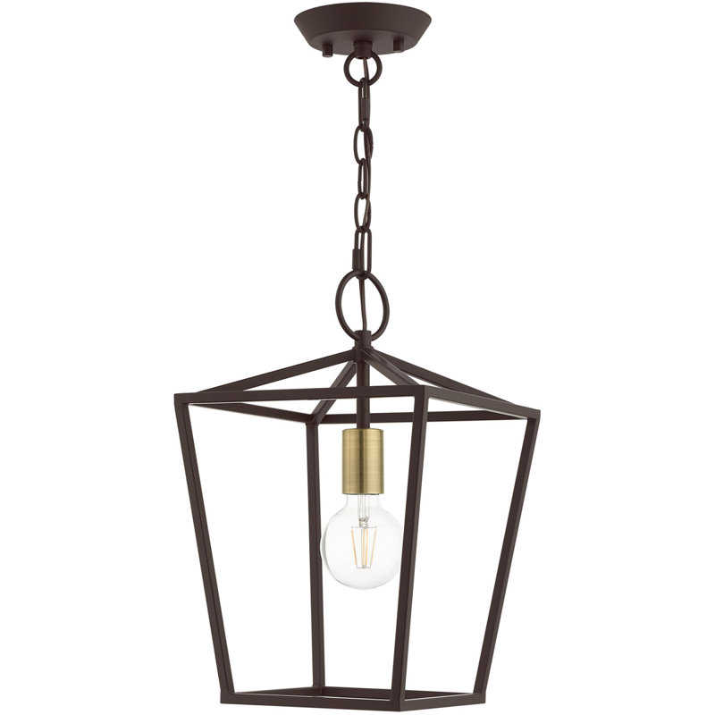 10 pieds carrés Luminaire suspendu de style lanterne convertible 1 pouce, Noir / Bronze