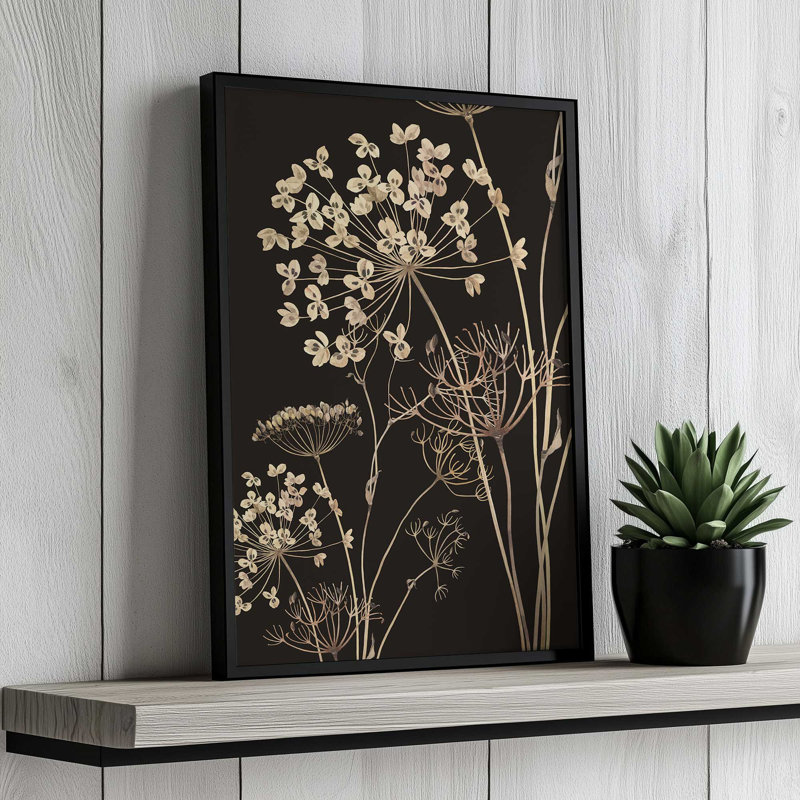 «Wildflowers 10» par Thingdesign, reproduction d'art, H 18 po x l 12 po, Doré