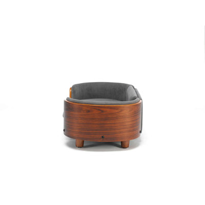 Velvet Dog Bed Pet Sofa With Solid Wood legs and Bent Wood Back