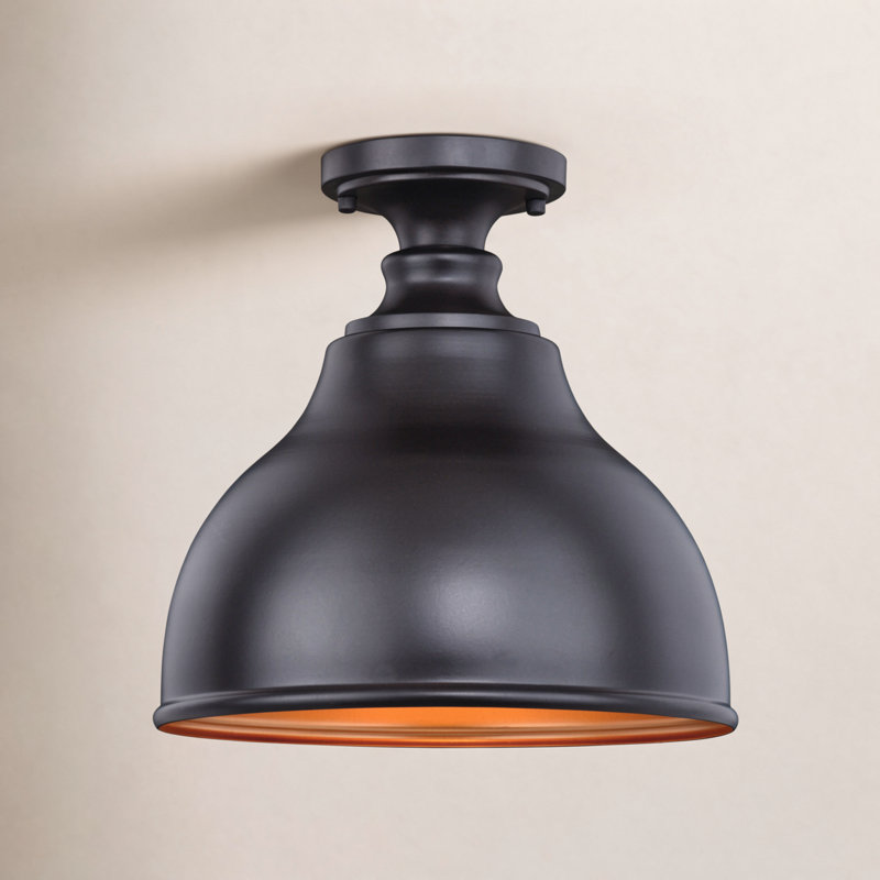 Flavin Oil Burnished Bronze And Light Gold 11'' W 1 - Bulb Outdoor Semi Flush Mount