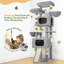 Arbre à chat 77 po pour grands chats, grande tour pour 4 ou plus multi-maisons avec 2 condos et hamacs, conception compacte à faible encombrement Cattree, aire de jeux intérieure en velours doux-1031744558