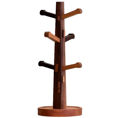 Tree Shaped Solid Wood Cup Holder - High-End Tea Storage Art, Elegant Desktop Decoration