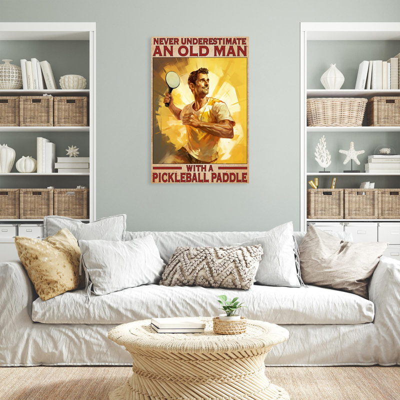 «Old Man With A Pickleball Paddle On», reproduction sur toile, H 36 po x l 24 po x P 1,25 po
