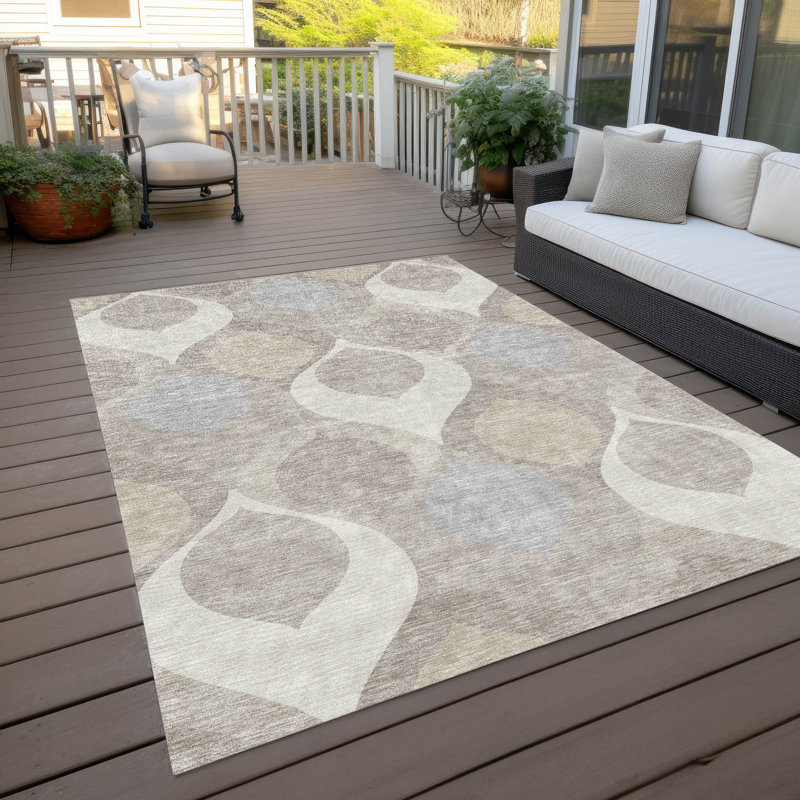 Tapis d'entrée / extérieur antidérapant Caziyah, Rectangle 10 pi x 14 pi