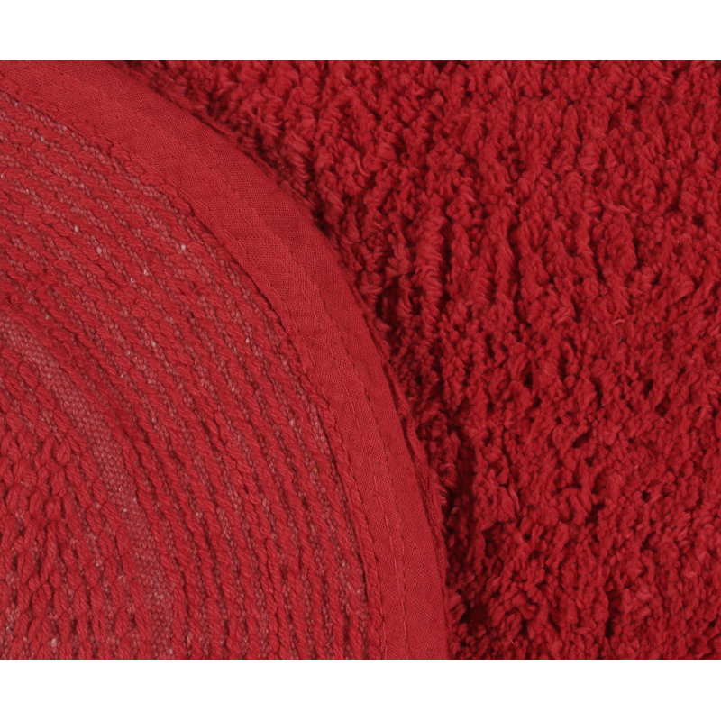 Gadbois Double Ruffle Cotton Round Bath Rug, Red