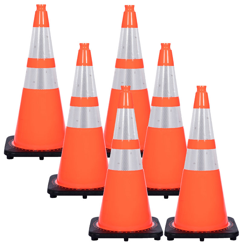 Cônes de circulation réfléchissants, H 28 po x l 14 po x P 14 po, Orange trafic