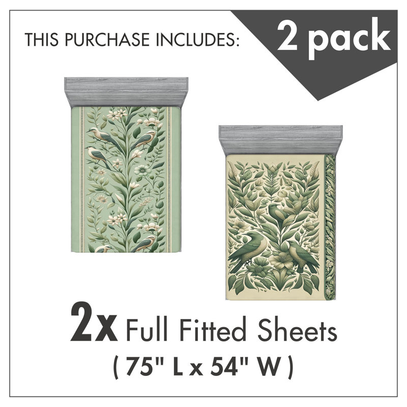 Ensemble de draps-housse Ambesonne Birds and Nature, Drap-housse de taille double