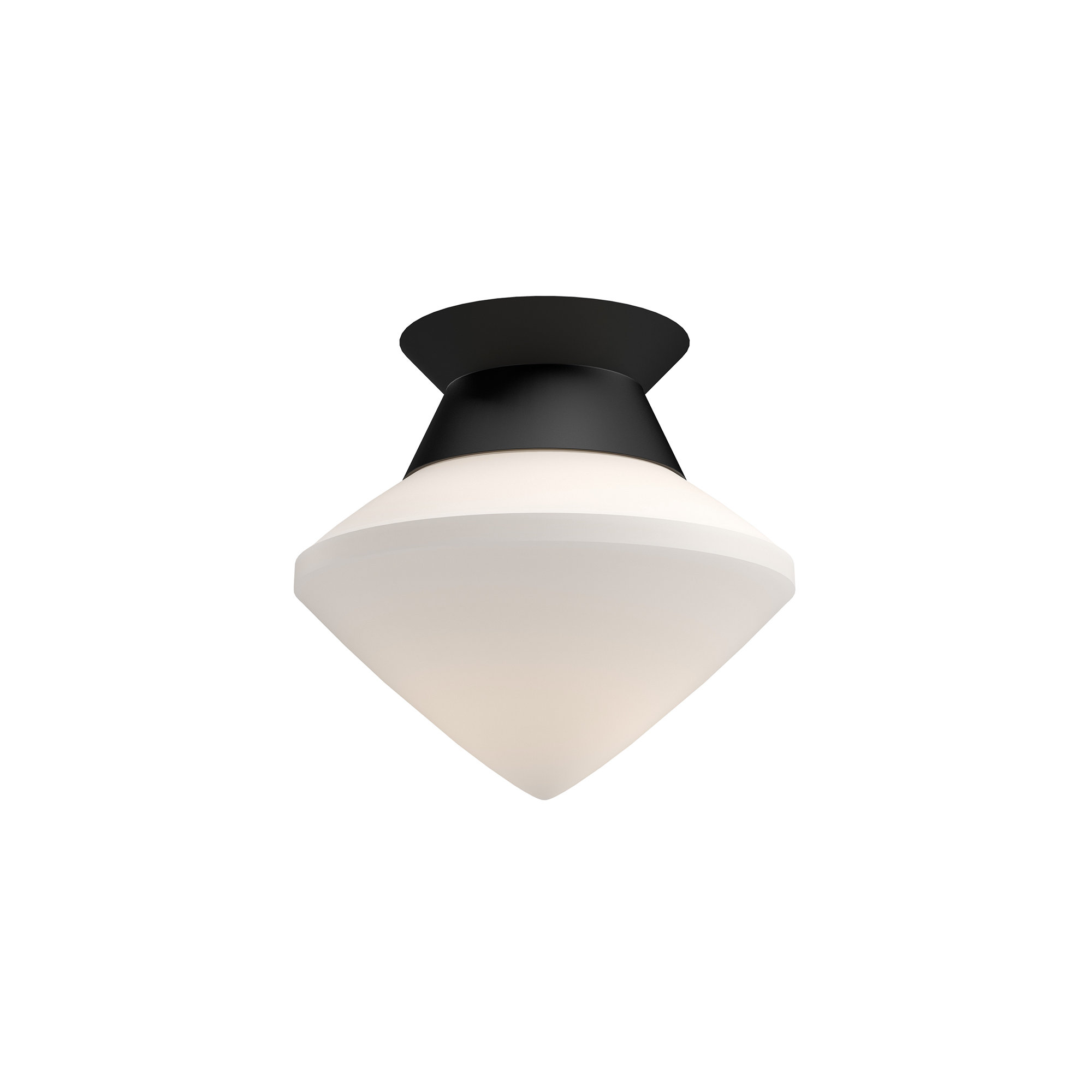 Orrin Single Light Glass Flush Mount, Matte Black